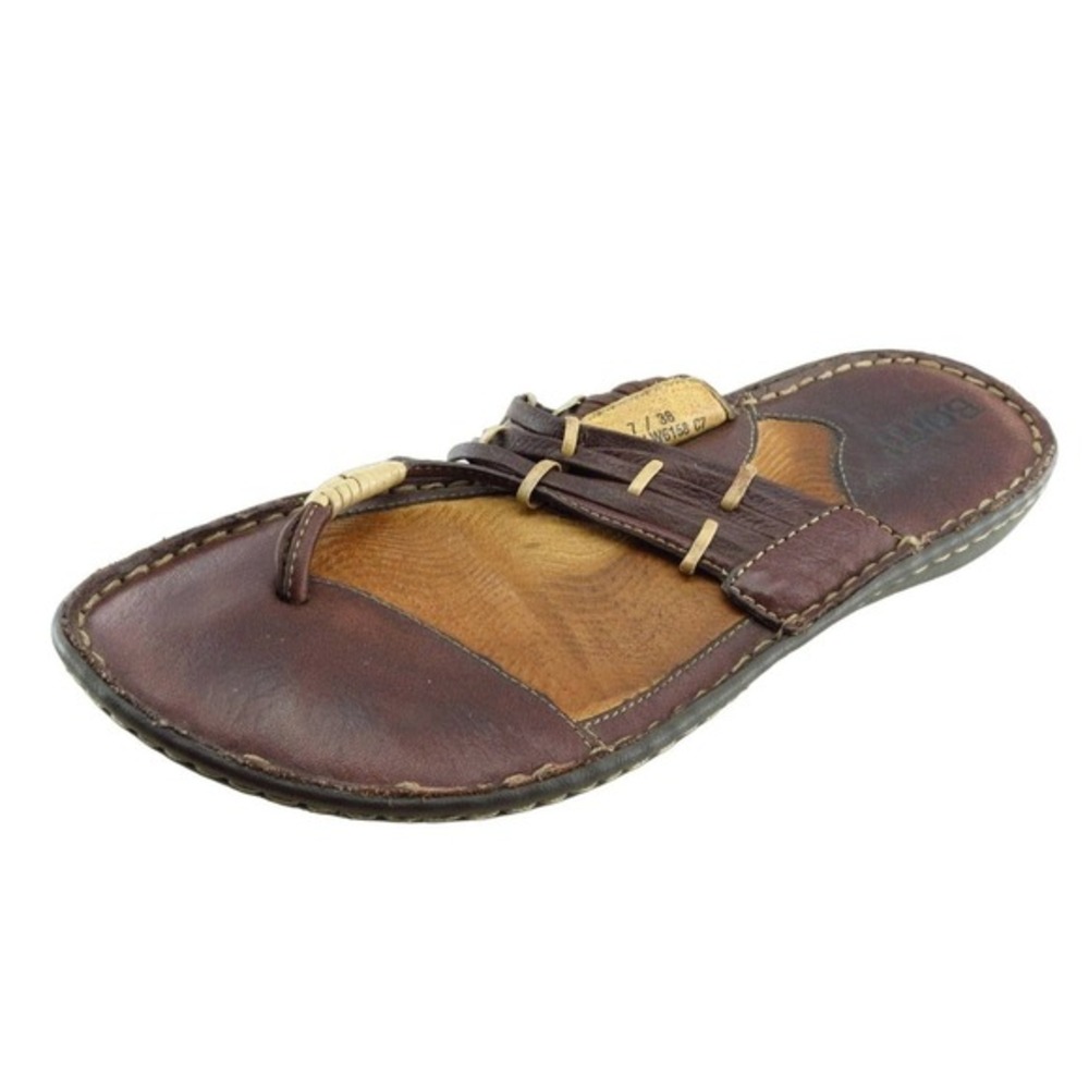Born Women Leather Flip Flop Sandals Size 7 Casual Comfort Brown Beach Thong